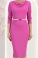 Rochie din modal roz midi tip creion cu decolteu cazut si curea - StarShinerS 6 - StarShinerS.ro