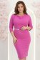 Rochie din modal roz midi tip creion cu decolteu cazut si curea - StarShinerS 1 - StarShinerS.ro