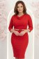 Rochie din modal rosie midi tip creion cu decolteu cazut si curea - StarShinerS 1 - StarShinerS.ro