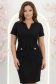 Rochie din stofa neagra scurta tip creion cu buzunare false - StarShinerS 1 - StarShinerS.ro