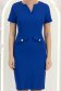 Rochie din stofa albastra scurta tip creion cu buzunare false - StarShinerS 6 - StarShinerS.ro