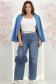 Blugi albastri wide leg cu buzunare laterale si accesoriu tip curea 3 - StarShinerS.ro