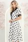 Rochie din stofa alba cu buline midi in clos cu nasturi aurii decorativi - StarShinerS 3 - StarShinerS.ro