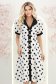 Rochie din stofa alba cu buline midi in clos cu nasturi aurii decorativi - StarShinerS 2 - StarShinerS.ro