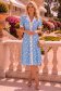 Rochie din stofa albastru-deschis cu buline midi in clos cu nasturi aurii decorativi - StarShinerS 1 - StarShinerS.ro