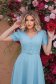 Rochie din stofa turcoaz midi in clos cu accesoriu tip curea - StarShinerS 1 - StarShinerS.ro