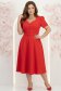 Rochie din stofa rosie midi in clos cu accesoriu tip curea - StarShinerS 2 - StarShinerS.ro