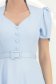Rochie din stofa albastra-deschis midi in clos cu accesoriu tip curea - StarShinerS 5 - StarShinerS.ro