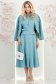 Rochie din stofa turcoaz midi in clos cu accesoriu tip curea si buzunare false- StarShinerS 4 - StarShinerS.ro