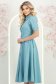Rochie din stofa turcoaz midi in clos cu accesoriu tip curea si buzunare false- StarShinerS 2 - StarShinerS.ro