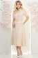 Rochie din stofa elastica crem midi in clos cu accesoriu tip curea si buzunare false - StarShinerS 6 - StarShinerS.ro