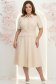 Rochie din stofa elastica crem midi in clos cu accesoriu tip curea si buzunare false - StarShinerS 1 - StarShinerS.ro