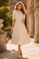 Rochie din stofa elastica crem midi in clos cu accesoriu tip curea si buzunare false - StarShinerS