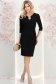 Rochie din stofa premium neagra midi tip creion cu umeri bufanti si accesoriu argintiu- StarShinerS 3 - StarShinerS.ro