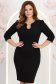 Rochie din stofa premium neagra midi tip creion cu umeri bufanti si accesoriu argintiu- StarShinerS 1 - StarShinerS.ro