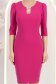 Rochie din stofa premium fuchsia midi tip creion cu umeri bufanti si accesoriu argintiu- StarShinerS 6 - StarShinerS.ro