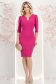 Rochie din stofa premium fuchsia midi tip creion cu umeri bufanti si accesoriu argintiu- StarShinerS 3 - StarShinerS.ro