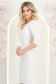 Rochie din stofa premium ivoire midi tip creion cu umeri bufanti si accesoriu argintiu- StarShinerS 2 - StarShinerS.ro