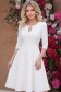 Rochie din stofa premium ivoire midi in clos cu accesoriu argintiu  - StarShinerS 1 - StarShinerS.ro