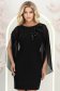 Rochie din stofa neagra cu un croi drept si maneci tip fluture din voal cu aplicatii pe umeri - StarShinerS 3 - StarShinerS.ro