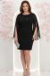 Rochie din stofa neagra cu un croi drept si maneci tip fluture din voal cu aplicatii pe umeri - StarShinerS 2 - StarShinerS.ro