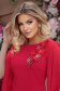 Rochie din stofa rosie cu un croi drept si maneci tip fluture din voal cu aplicatii pe umeri - StarShinerS 6 - StarShinerS.ro