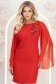 Rochie din stofa rosie cu un croi drept si maneci tip fluture din voal cu aplicatii pe umeri - StarShinerS 7 - StarShinerS.ro