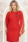 Rochie din stofa rosie cu un croi drept si maneci tip fluture din voal cu aplicatii pe umeri - StarShinerS 3 - StarShinerS.ro