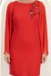 Rochie din stofa rosie cu un croi drept si maneci tip fluture din voal cu aplicatii pe umeri - StarShinerS 4 - StarShinerS.ro