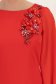 Rochie din stofa rosie cu un croi drept si maneci tip fluture din voal cu aplicatii pe umeri - StarShinerS 3 - StarShinerS.ro