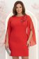 Rochie din stofa rosie cu un croi drept si maneci tip fluture din voal cu aplicatii pe umeri - StarShinerS 2 - StarShinerS.ro