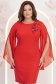 Rochie din stofa rosie cu un croi drept si maneci tip fluture din voal cu aplicatii pe umeri - StarShinerS 1 - StarShinerS.ro