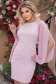 Rochie din stofa roz pudra cu un croi drept si maneci tip fluture din voal cu aplicatii pe umeri - StarShinerS 1 - StarShinerS.ro