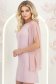 Rochie din stofa roz pudra cu un croi drept si maneci tip fluture din voal cu aplicatii pe umeri - StarShinerS 3 - StarShinerS.ro