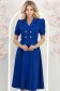 Rochie din stofa albastra midi in clos accesorizata cu nasturi decorativi aurii - StarShinerS 2 - StarShinerS.ro
