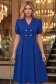 Rochie din stofa albastra midi in clos accesorizata cu nasturi decorativi aurii - StarShinerS 1 - StarShinerS.ro