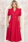 Rochie din stofa fuchsia midi in clos accesorizata cu nasturi decorativi aurii - StarShinerS 2 - StarShinerS.ro