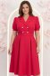Rochie din stofa fuchsia midi in clos accesorizata cu nasturi decorativi aurii - StarShinerS 1 - StarShinerS.ro
