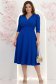 Rochie din material satinat mat albastra midi in clos cu umeri bufanti- StarShinerS 2 - StarShinerS.ro