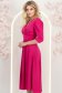 Rochie din material satinat mat fuchsia midi in clos cu umeri bufanti- StarShinerS 4 - StarShinerS.ro