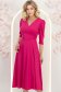 Rochie din material satinat mat fuchsia midi in clos cu umeri bufanti- StarShinerS 2 - StarShinerS.ro