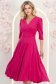 Rochie din material satinat mat fuchsia midi in clos cu umeri bufanti- StarShinerS 3 - StarShinerS.ro