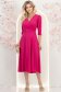 Rochie din material satinat mat fuchsia midi in clos cu umeri bufanti- StarShinerS 5 - StarShinerS.ro