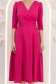 Rochie din material satinat mat fuchsia midi in clos cu umeri bufanti- StarShinerS 7 - StarShinerS.ro