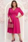 Rochie din material satinat mat fuchsia midi in clos cu umeri bufanti- StarShinerS 1 - StarShinerS.ro