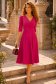 Rochie din material satinat mat fuchsia midi in clos cu umeri bufanti- StarShinerS 1 - StarShinerS.ro