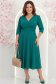 Rochie din material satinat mat verde midi in clos cu umeri bufanti- StarShinerS 1 - StarShinerS.ro