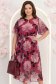 Rochie din material fluid roz midi in clos cu elastic in talie si cordon detasabil 1 - StarShinerS.ro
