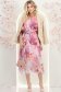Rochie din material fluid roz deschis midi in clos cu elastic in talie si cordon detasabil 4 - StarShinerS.ro