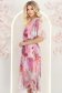 Rochie din material fluid roz deschis midi in clos cu elastic in talie si cordon detasabil 3 - StarShinerS.ro